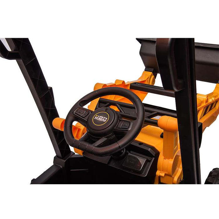 JCB yellow excavator with bucket