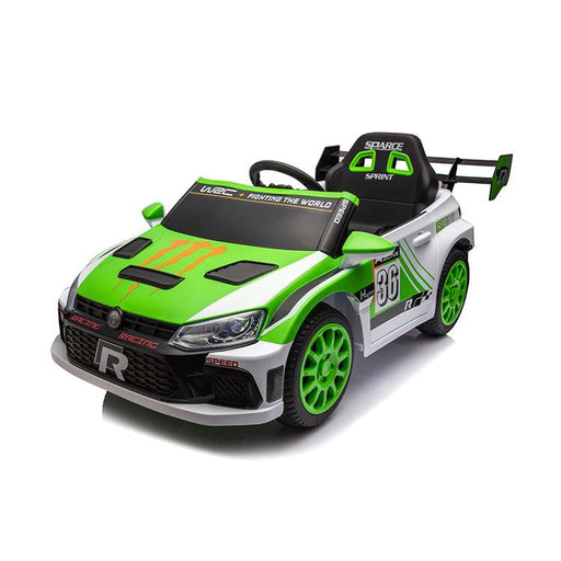 Green and white cabrio sport car for kids